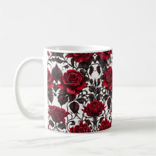 Goth Red Roses on White Background #2 Coffee Mug