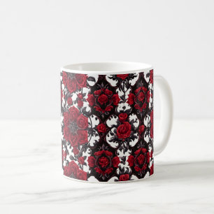 Goth Red Roses on White Background #4 Coffee Mug