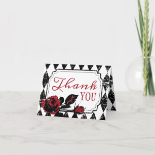 Goth Rose Grunge Diamond Print Thank You Card