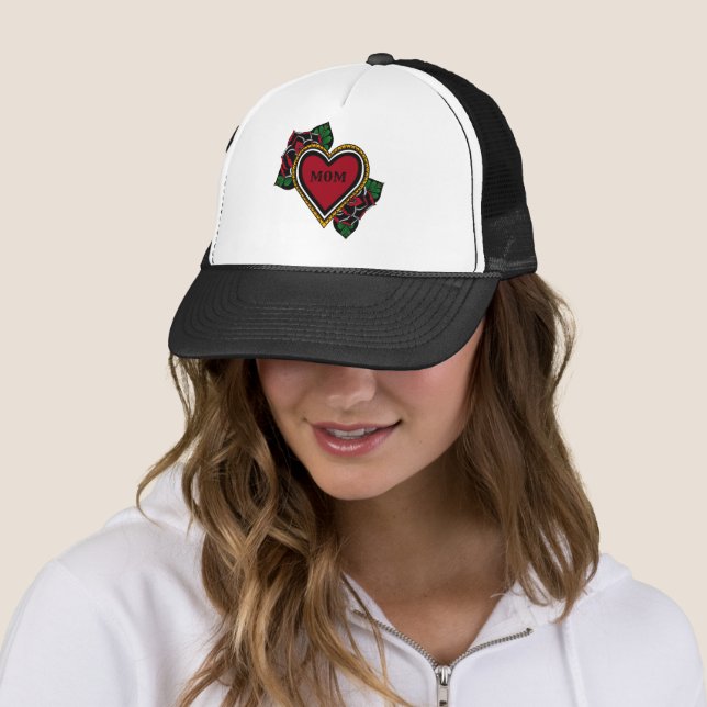 Goth Roses Heart Mum Tattoo Trucker Hat (In Situ)
