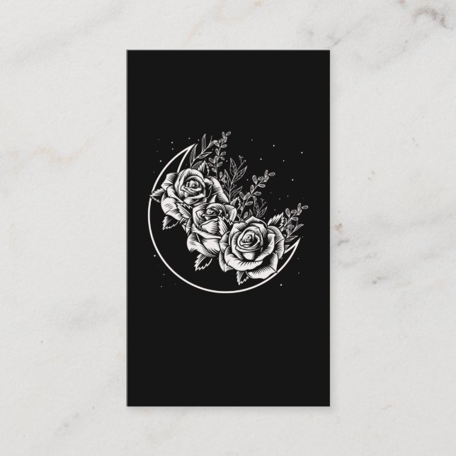Goth Roses Moon Gothic Wicca Crescent Flowers Business Card (Front)