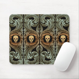 Goth Sage Green Ornament With Skull Mouse Mat