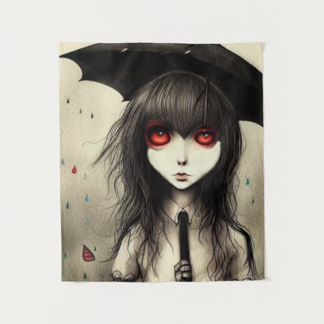 Goth School Girl  Hanging Tapestry (Front)