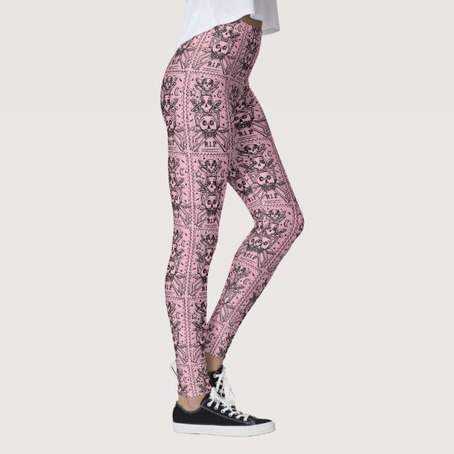 GOTH SEE NO EVIL CEMETERY SKELETON LEGGINGS Repeat (Right)
