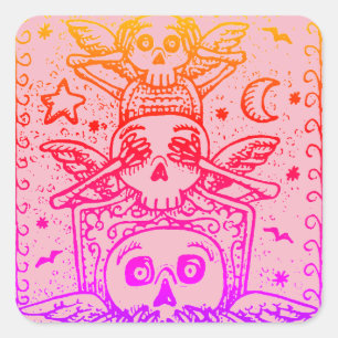 GOTH SEE NO EVIL, CEMETERY SKELETON STICKERS Fun