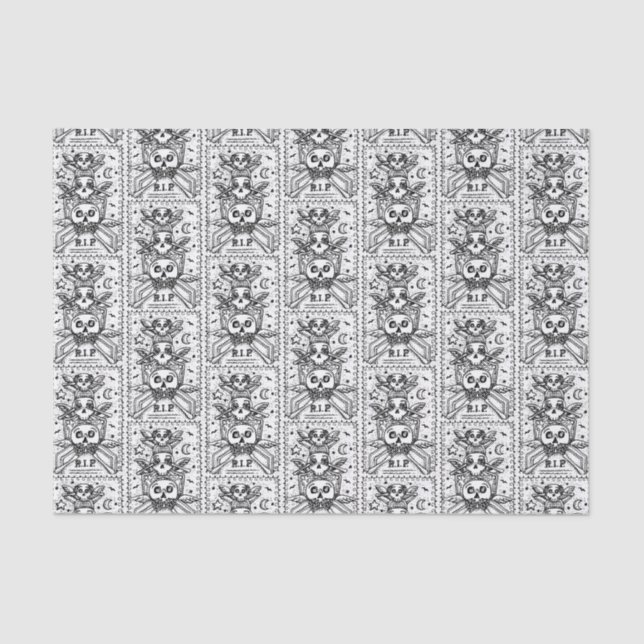 GOTH SEE NO EVIL, CEMETERY SKELETON TISSUE PAPER (Front)