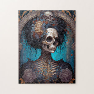 Goth Skeleton Skull Woman Gothic Jigsaw Puzzle