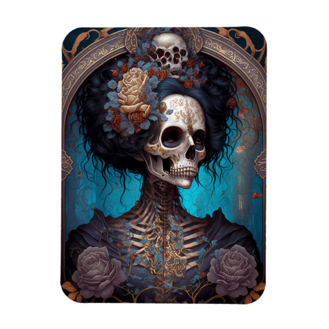 Goth Skeleton Skull Woman Gothic Magnet (Vertical)