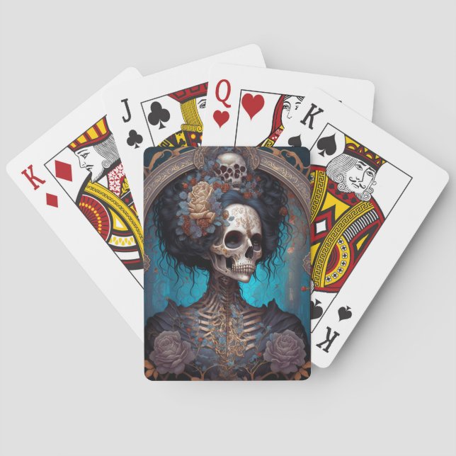 Goth Skeleton Skull Woman Gothic Playing Cards (Back)