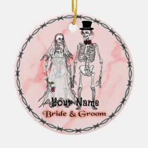 Goth Skeleton Wedding Ceramic Tree Decoration