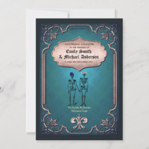 Goth Skeleton Wedding Engagement Rehearsal Dinner Invitation