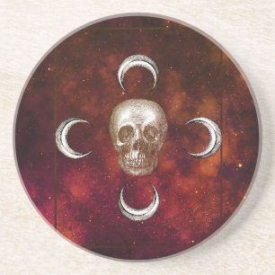 Goth Skull and Moon Celestial  Coaster