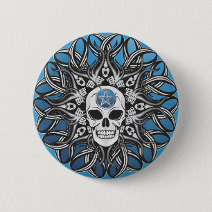 Goth Skull - Blue 6 Cm Round Badge