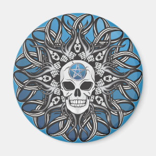 Goth Skull - Blue Magnet