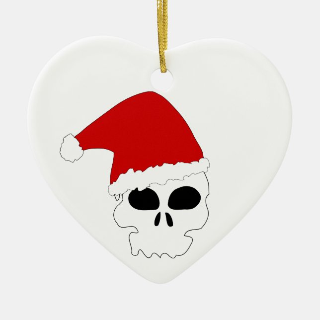 goth skull christmas ceramic tree decoration (Front)