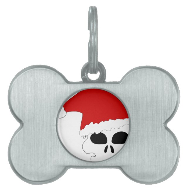 goth skull christmas pet ID tag (Front)