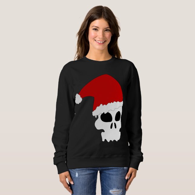 goth skull christmas womens sweatshirt (Front Full)