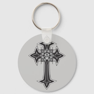 Goth Skull Cross Key Ring