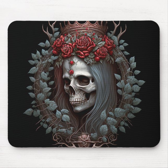 Goth Skull Roses Crown Gothic Mouse Mat (Front)