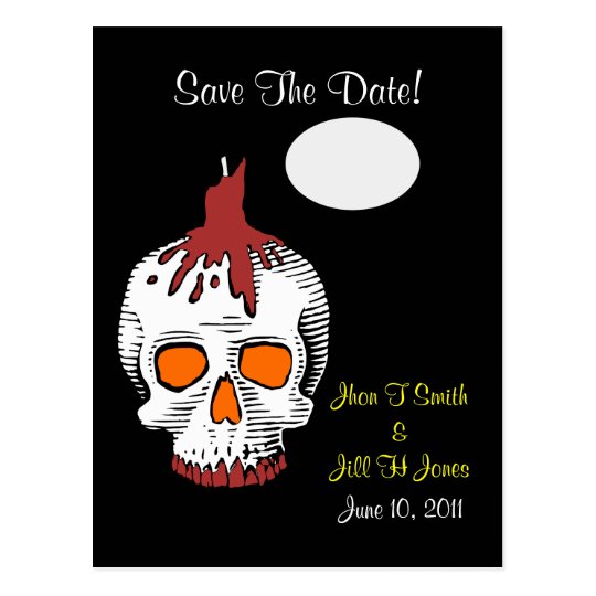 Goth Skull Save The Date! Wedding Postcard