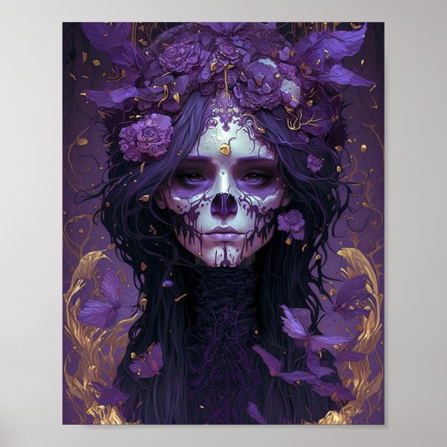 Goth Skull Woman Dark Fantasy Art Poster (Front)