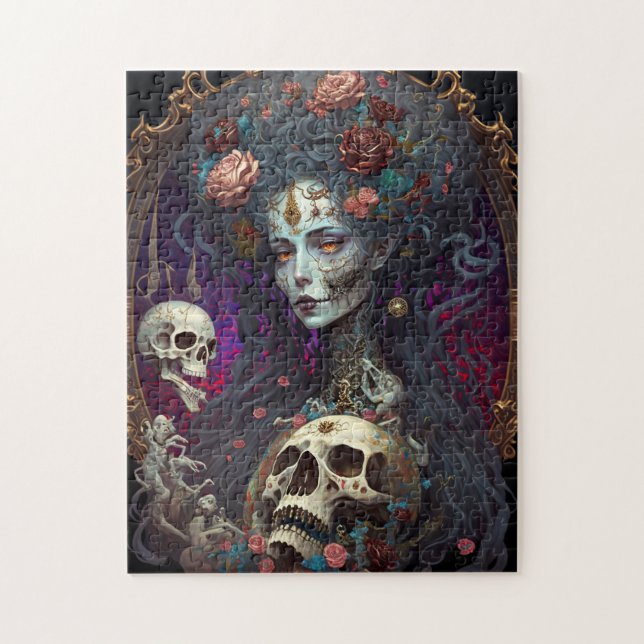 Goth Skull Zombie Woman Gothic Jigsaw Puzzle (Vertical)
