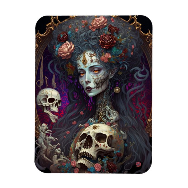 Goth Skull Zombie Woman Gothic Magnet (Vertical)