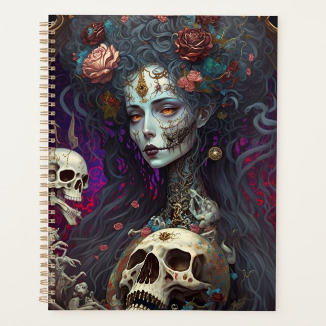 Goth Skull Zombie Woman Gothic Planner (Front)