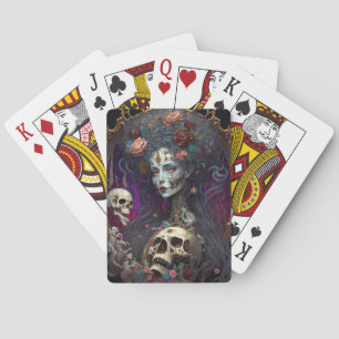 Goth Skull Zombie Woman Gothic Playing Cards