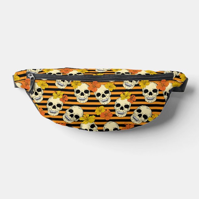 Goth Skulls and Flowers Floral Halloween Bum Bags (Lay Down)
