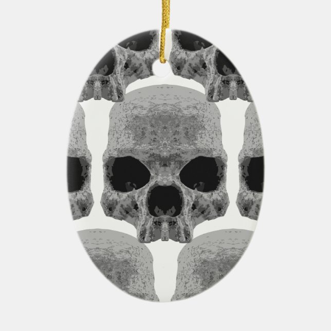 goth skulls ceramic tree decoration (Front)