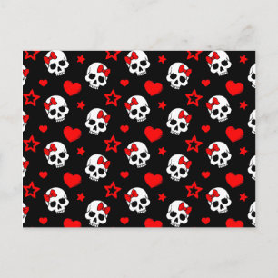 Goth Skulls & Hearts Postcard
