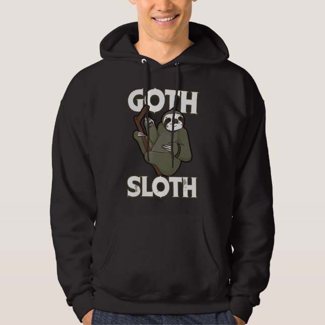 Goth Sloth Gothic Funny Emo Cute Sloths Hoodie (Front)