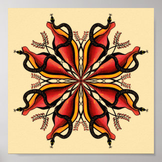 Goth Snakes Flower Tattoo Style Poster