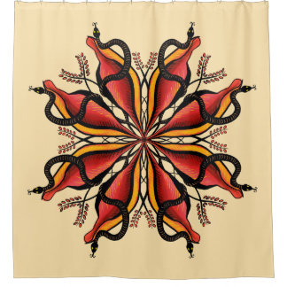 Goth Snakes Flower Tattoo Style Shower Curtain