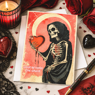 Goth Spooky Valentine Grim Reaper with Heart Card
