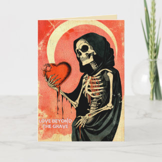 Goth Spooky Valentine Grim Reaper with Heart Card