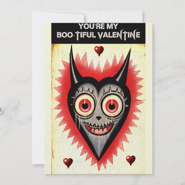 Goth Spooky Valentine Vampire Heart Holiday Card (Front)