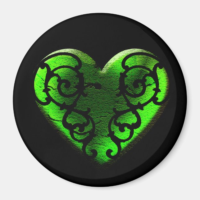 Goth St. Patrick's Day Green Heart Magnet (Front)