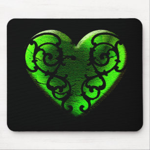 Goth St. Patrick's Day Green Heart Mouse Mat