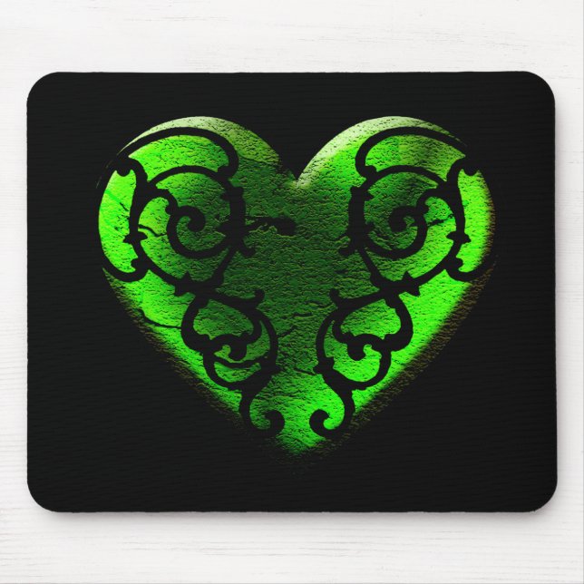 Goth St. Patrick's Day Green Heart Mouse Mat (Front)