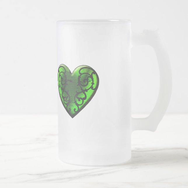 Goth St. Patrick's Day Green Heart Mug (Right)