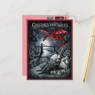 Goth Style Greetings from Wales Postcard