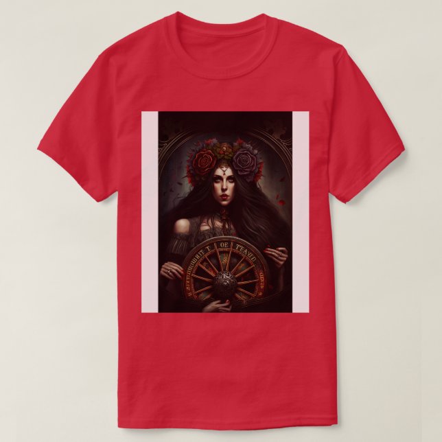Goth Style Tarot Wheel Of Fortune T-Shirt (Design Front)