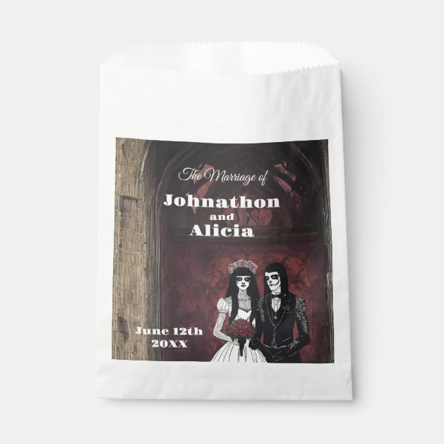 Goth style wedding table decorations Dark Moody Favour Bags (Front)