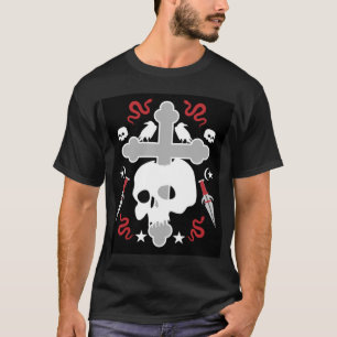 Goth Subculture Skull And Cross Art T-Shirt