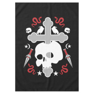 Goth Subculture Skull And Cross Art  Tablecloth