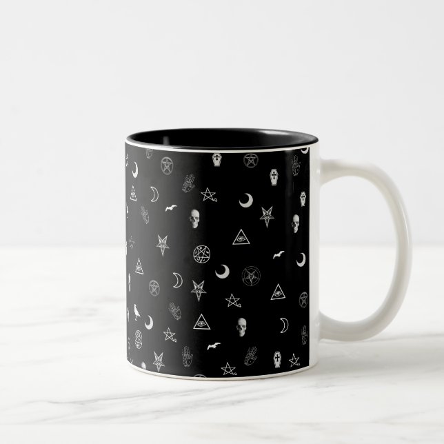 Goth Symbols Pattern Two-Tone Coffee Mug (Right)