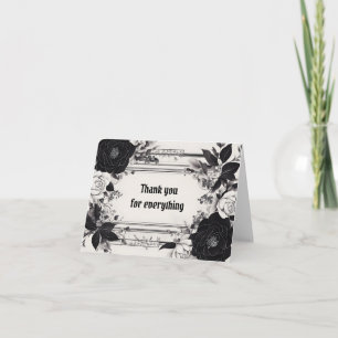 Goth Themed Black and Ivory Thank You Card