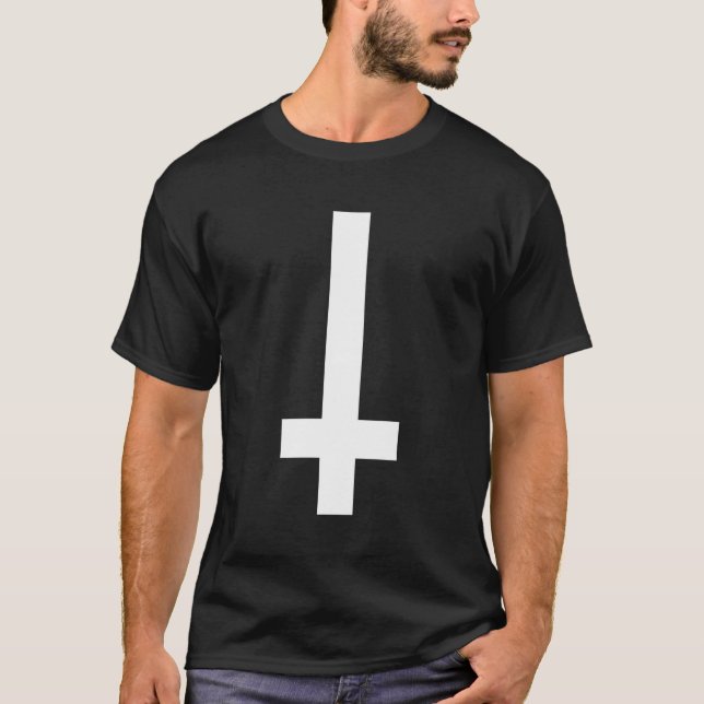 Goth Upside Down Cross Gothic Halloween T-Shirt (Front)